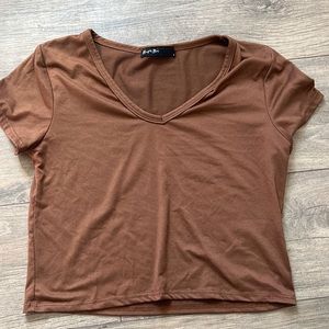 Brit and Bri Brown Crop T-Shirt